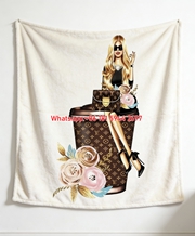LV Coffee Cup Fashion Blanket Glam LV Monogram Throw 119